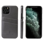 Fierre Shann Retro Ölwachs-Textur PU-Lederhülle mit Kartenfächern, für iPhone 12 Pro Max, für iPhone 12 / 12 Pro, für iPhone 12 mini